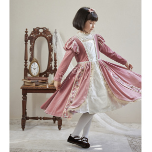 重工粉色刺绣公主礼服裙 梦境aurora yoki童装 cutieyoki
