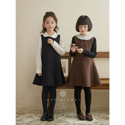 CUTIEYOKI家童装女童连衣裙羊毛精纺手工双面羊毛背心裙