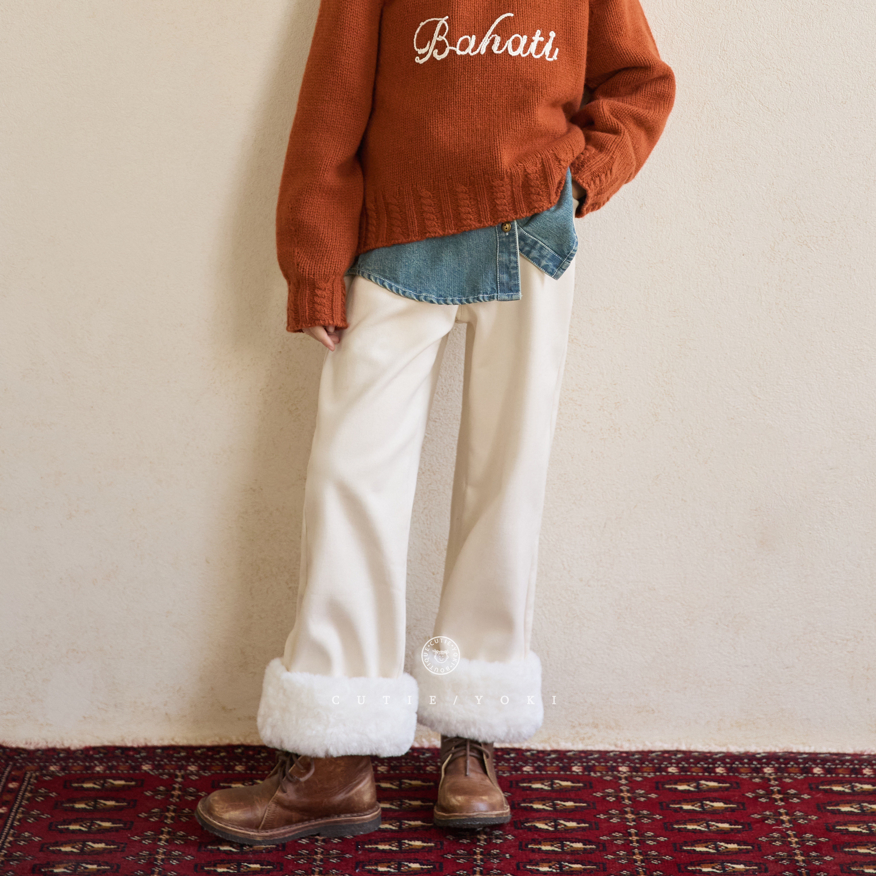 【23号20:00NEW】无补 软绒绒毛毛拼接加绒9分裤牛仔裤,童装/婴儿装/亲子装,裤子,淘宝优惠券,粉丝福利购,淘宝优惠卷