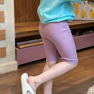 儿童纯棉打底裤 宝宝夏季裤子薄款2025新款男女童骑行裤弹力5分裤