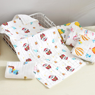 儿童纯棉35 75cm超柔软吸水6层纱布毛巾宝宝洗澡浴巾大人用洗脸巾