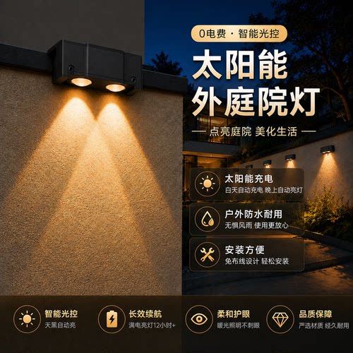 小院太阳能灯，晚上一开就亮！