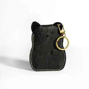 羊皮皱褶卡套设计师创意个性真皮羊城通公交地铁卡套学生饭卡黑色