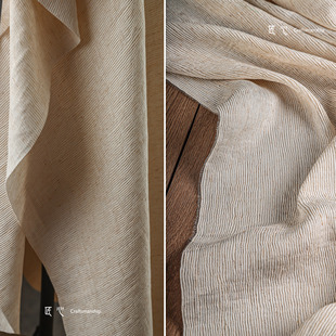 麻米白色螺纹皱牙签棉麻 三宅肌理外套开衫连衣裙服装设计师面料