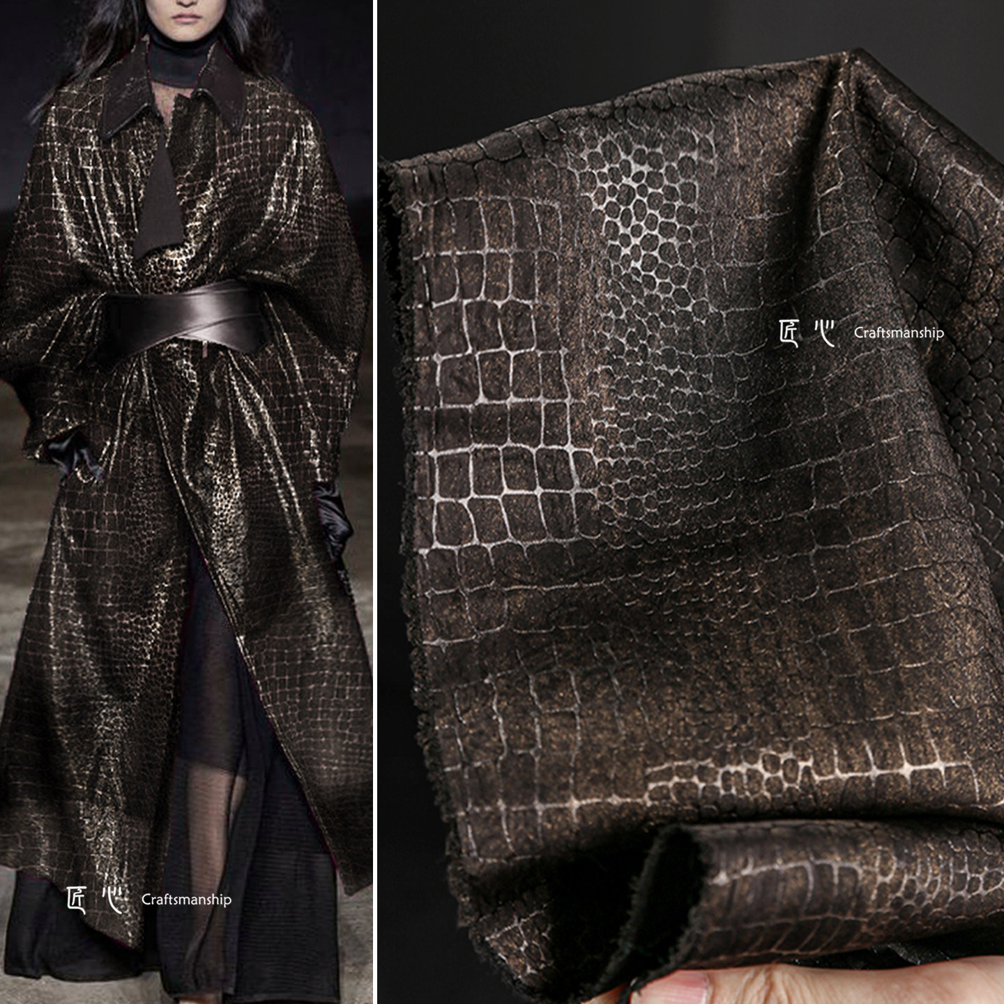 复古黑金鳞纹压花烫金花纹布 仿生皮纹肌理创意diy服装设计师面料,居家布艺,海绵垫/布料/面料/手工diy,淘宝优惠券,粉丝福利购,淘宝优惠卷