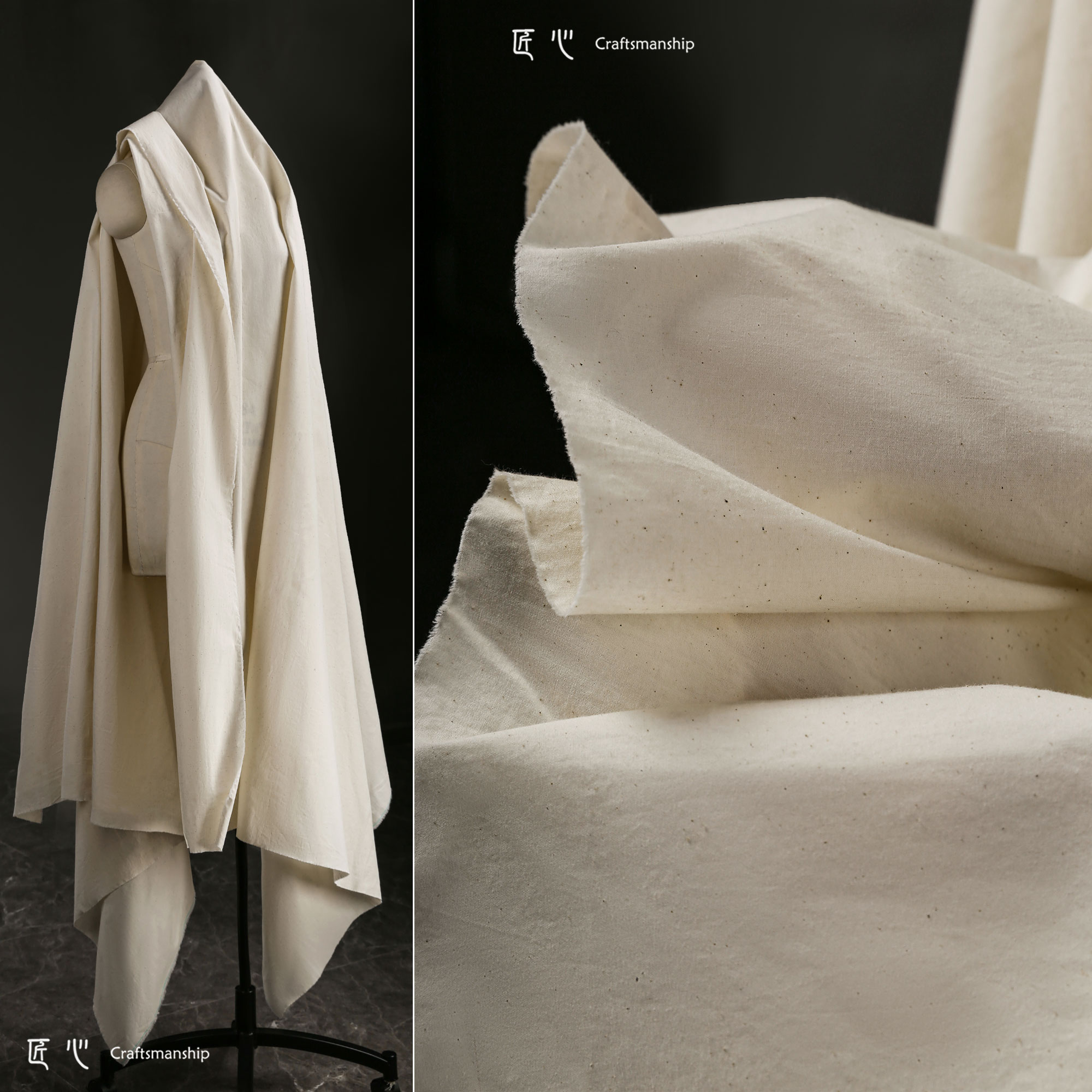 匠心自然麻点棉麻胚布服装面料