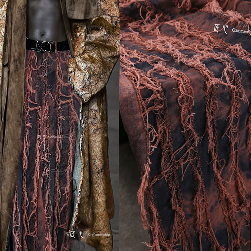 匠心全棉服装设计师扎染流苏牛仔