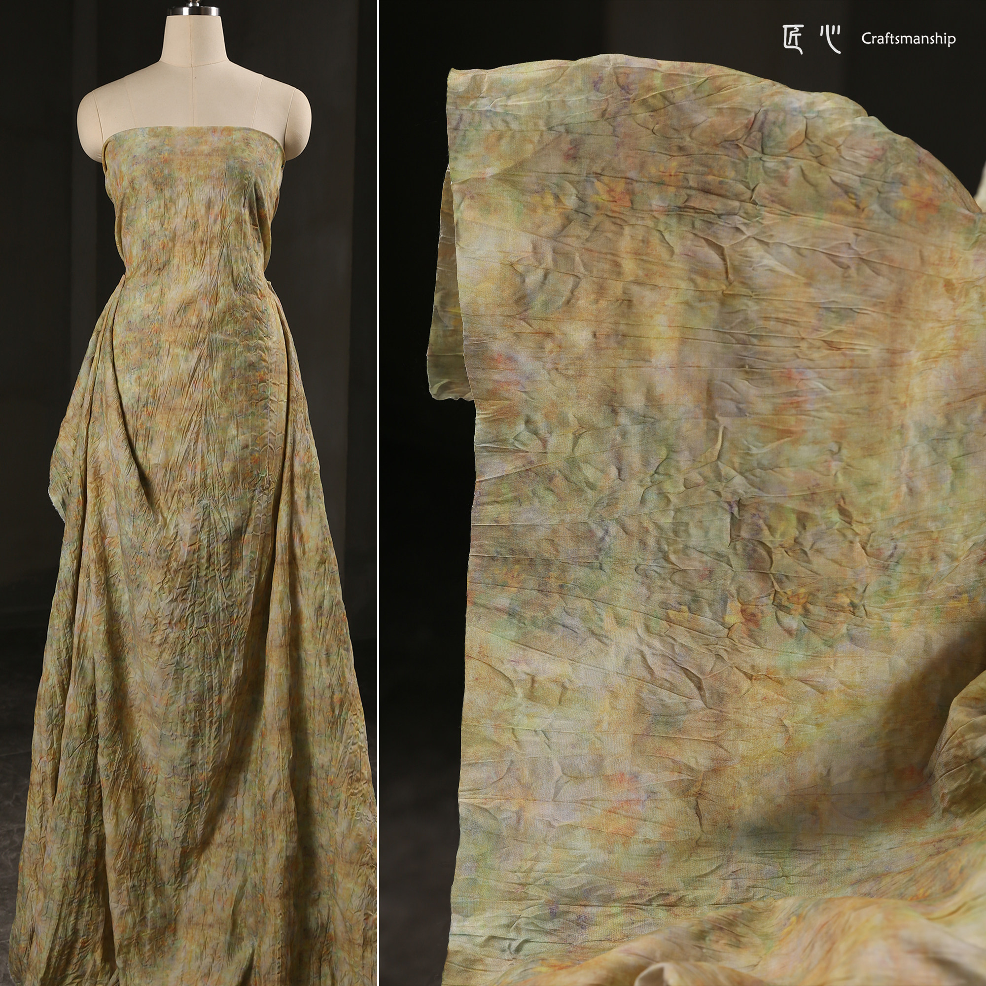 匠心复古黄做旧脏染服装面料