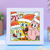 海绵宝宝钻石画儿童diy手工2024新款 砖石画卡通带相框送朋友闺蜜