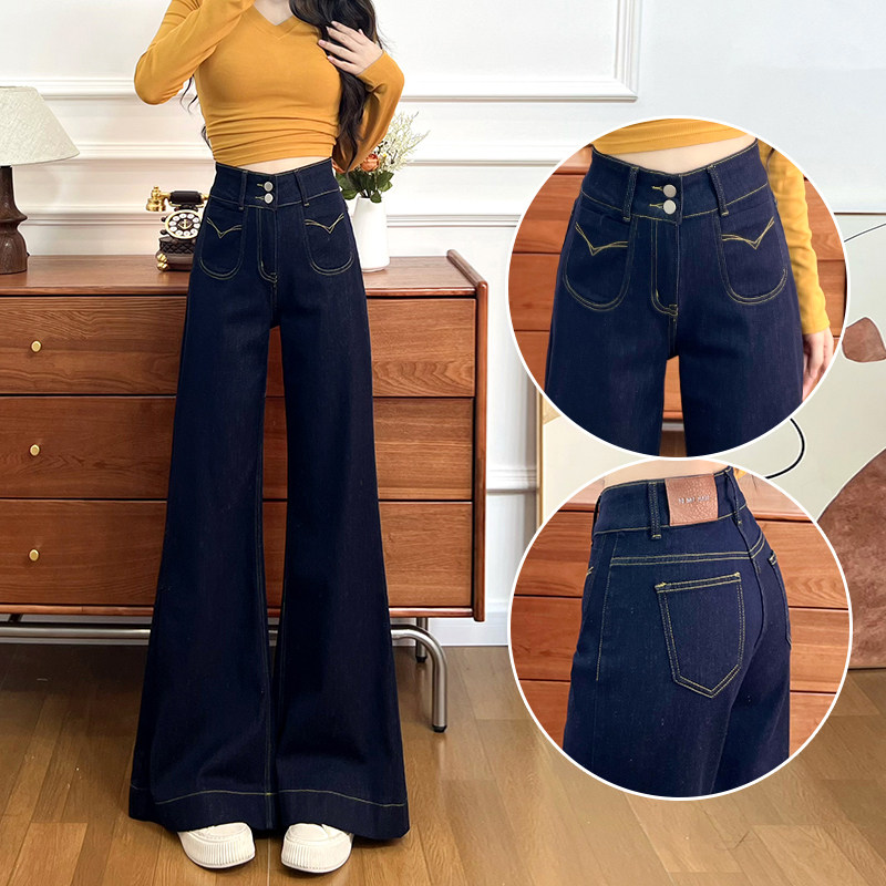 宽松随性慵懒韩版阔腿牛仔裤