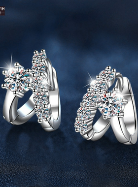 ECETOWIHS925纯银耳环女莫桑石耳钉耳扣轻奢感欧美耳饰品全新XEZ