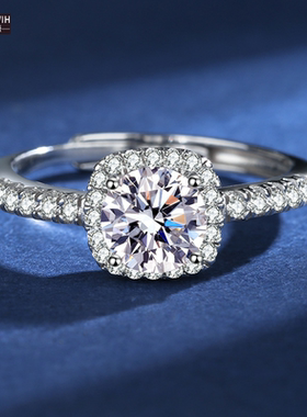 ECETOWIH新款莫桑石戒指女d色1克