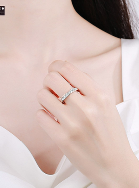 ECETOWIHS925银戒指女小排钻指环