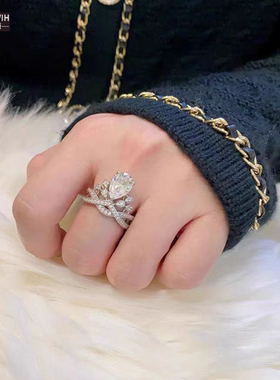 ECETOWIHs925纯银戒指女士莫桑石