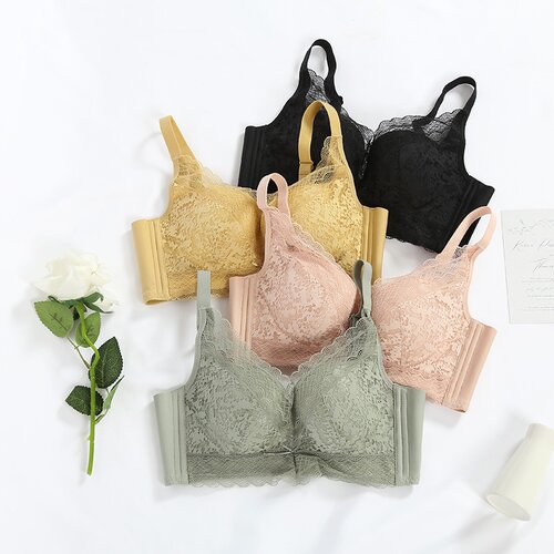 少女真丝文胸无钢圈调整型聚拢文胸内衣侧收副乳薄款桑蚕丝内衣女