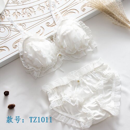 2026套装三角杯白色简装薄款无钢圈文胸日系风舒适文胸套装内衣女