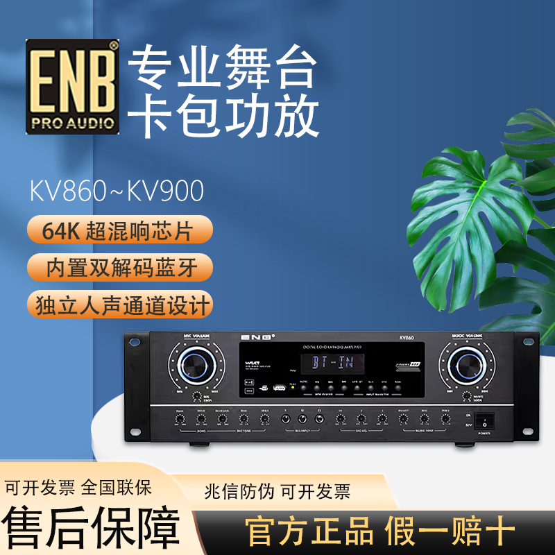ENB KV880功放机家用大功率蓝牙防啸叫KTV家庭卡拉OK音响套装200W
