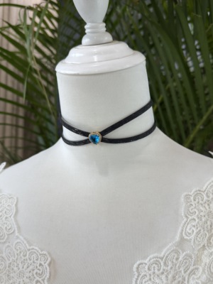 美丽灵药原创叠戴锆石choker手工真皮项圈甜酷法式颈链爱心定制