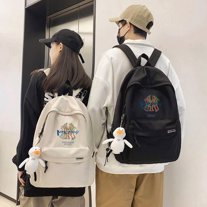 美国潮牌联名2025新款双肩包女大容量背包男初中高中学生简约书包
