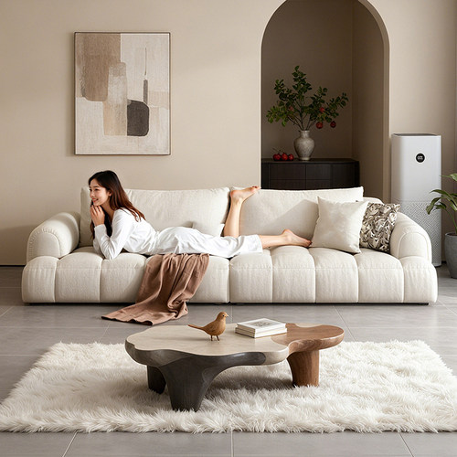 奶油风泡芙棉花糖布艺沙发猫抓布