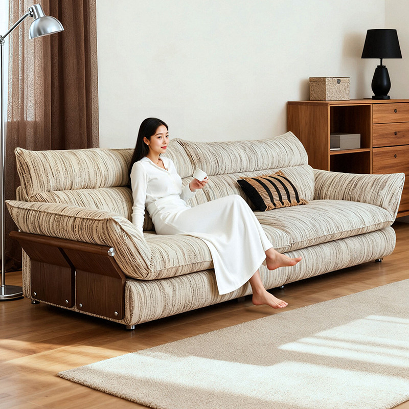 KIXOON 中古风云畔布艺沙发可全拆洗棉麻亚麻2026新款客厅小户型