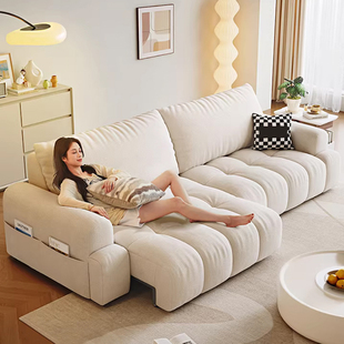 政府补贴泡芙棉花糖电动功能布艺沙发雪尼尔奶油风客厅云朵沙发床
