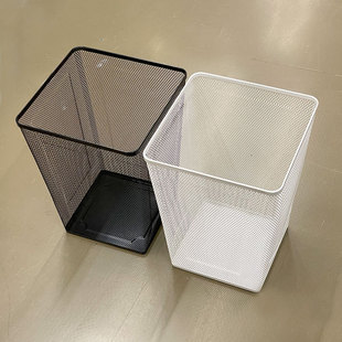 宜家德瑞约恩废纸篓厨房金属垃圾桶客厅白色收纳筒卫生间无盖方形