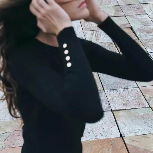 zyza秋冬新款女士珍珠修身针织衫