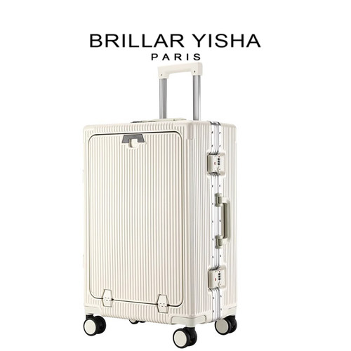 BRILLAR YISHA高端前开盖行李箱24寸拉杆箱加厚铝框大容量密码箱