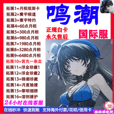 鸣潮代充国际服欧服美服亚服充值寰宇频道月相充值储值氪金课金