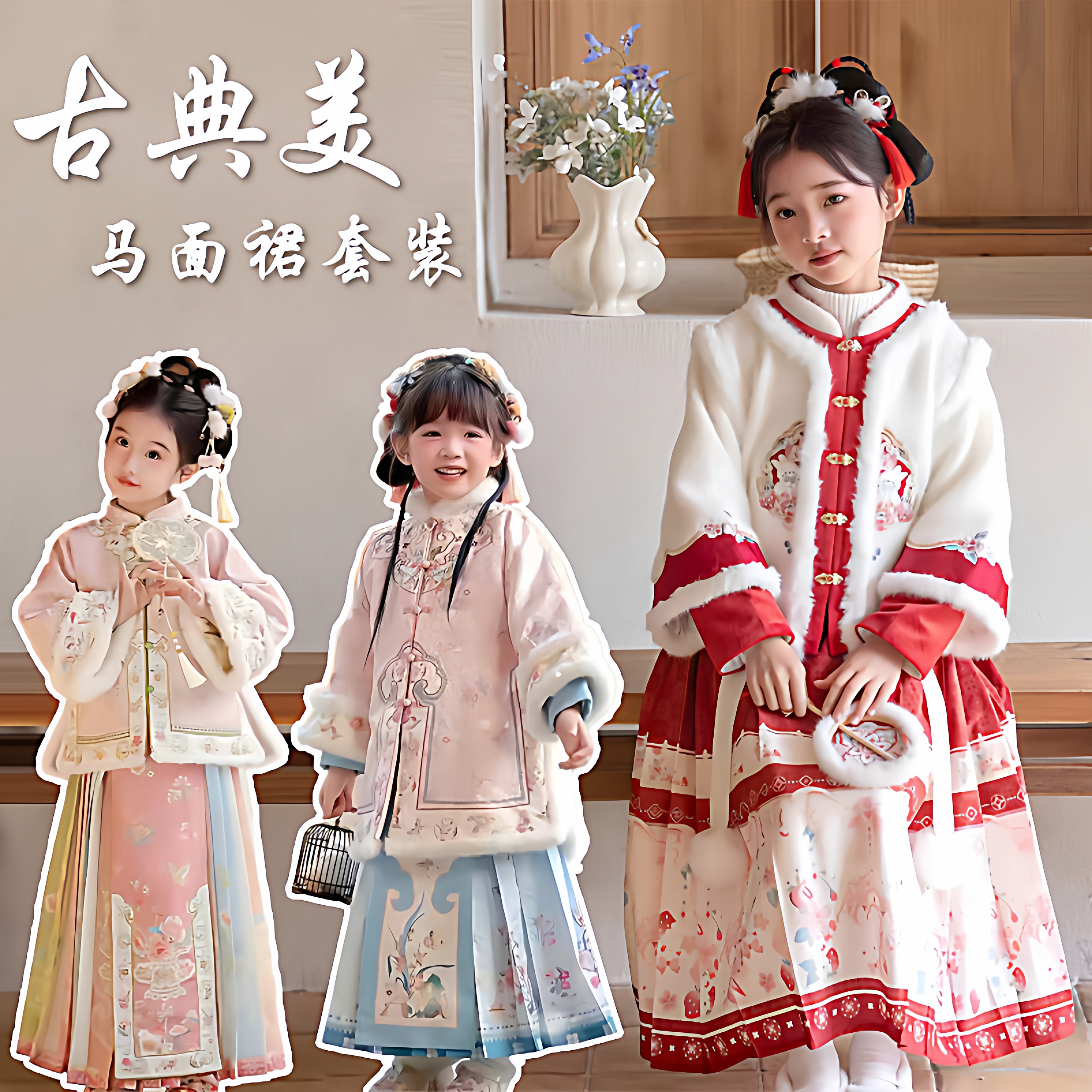 儿童汉服女童马面裙古风套装