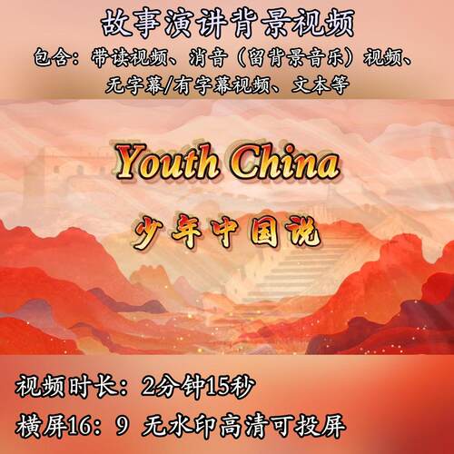 少年中国说英语用英语讲好中国故事说演讲背景视频素材PPT红色