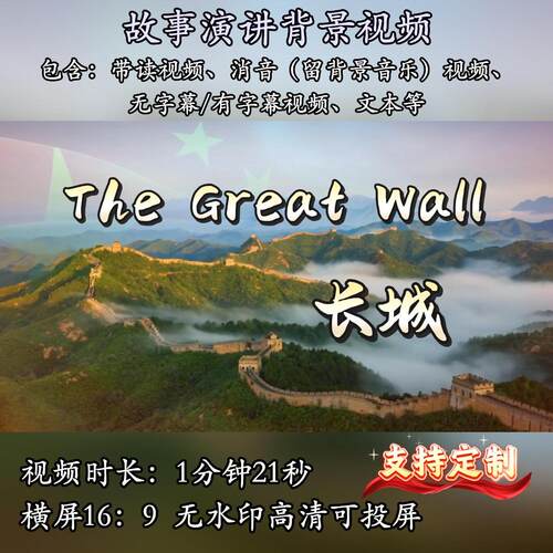 用英语讲中国故事长城英语演讲比赛PPT素材LED大屏幕背景视频文稿