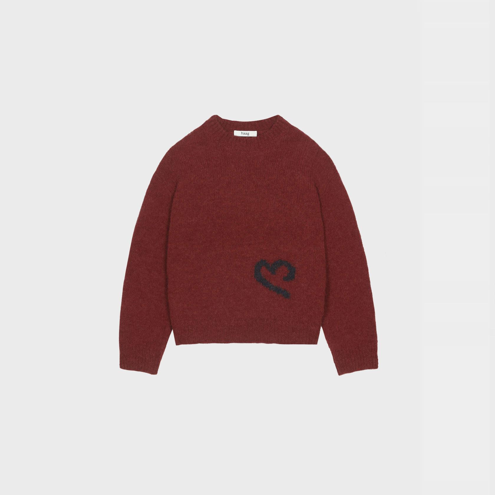 haag圆领慵懒风韩版羊毛印花韩版