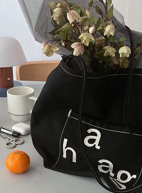 【haag直营】新款经典双面单肩帆布包袋 a luadry bag