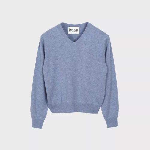 haag超细羊毛V领套头针织衫