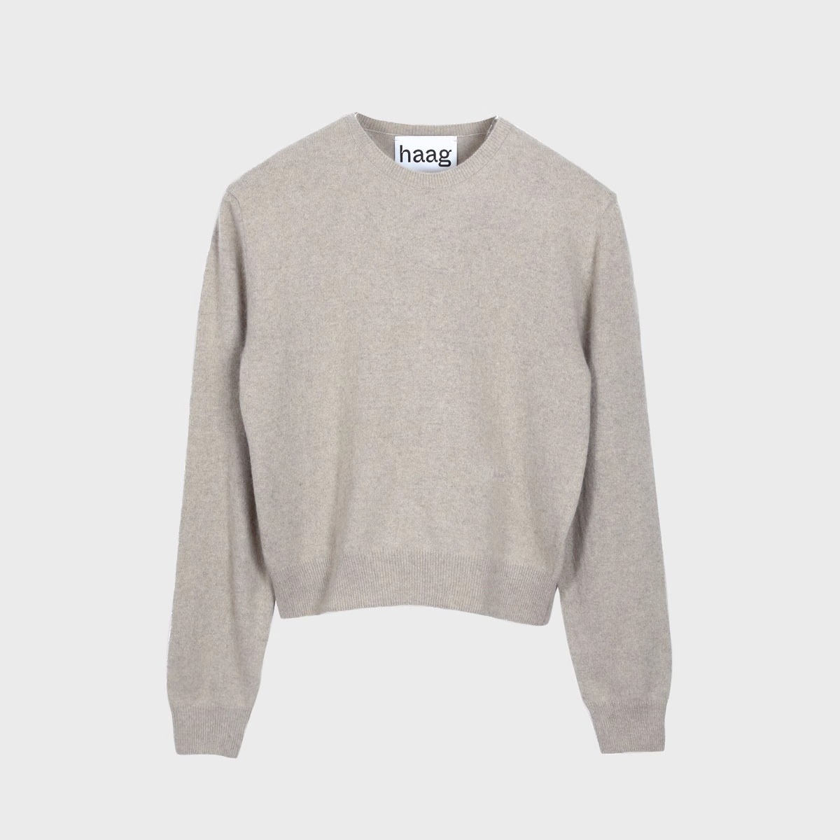 haag貉绒圆领套头纯色针织衫