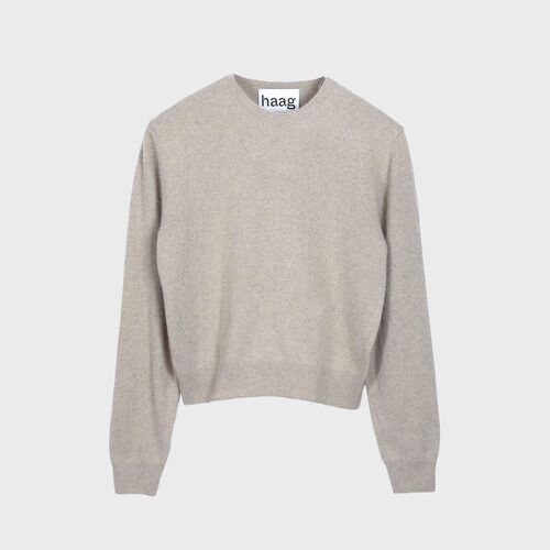 haag貉绒圆领套头纯色针织衫