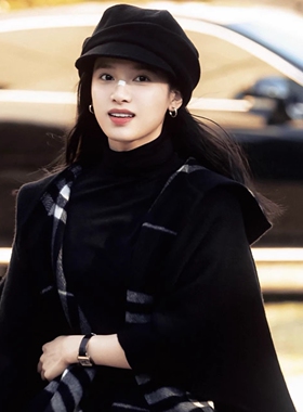 张婧仪同款！日本CA4羊毛马术帽子女秋冬保暖报童帽可翻边鸭舌帽