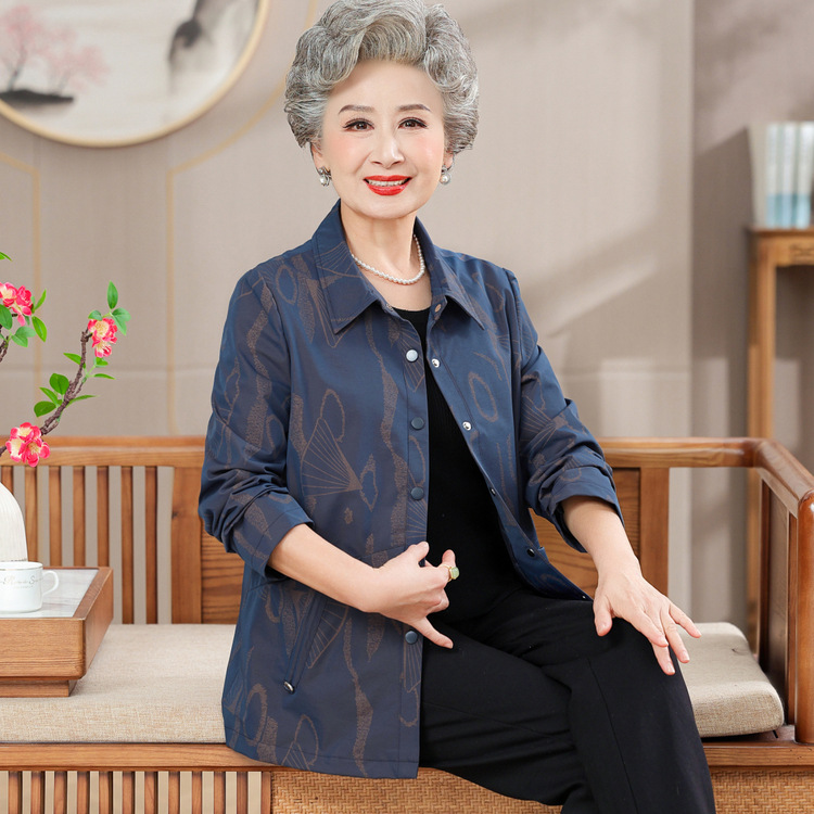 派米侠新款中老年人春装外套女60岁70妈妈太太夹克上衣奶奶春秋短