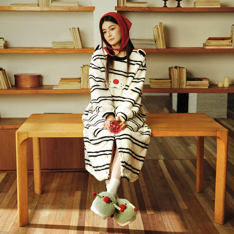 朴西红鼻子棉拖鞋女秋冬季室内家居保暖防滑加厚加绒可爱毛毛拖鞋