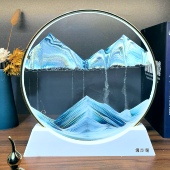 轻奢圆形3D流沙画摆件金色超薄边框流沙创意礼品沙漏画工艺品