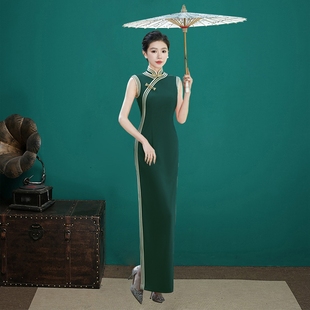 2025新款改良高端走秀旗袍女优雅气质修身舞台团队年轻款表演出服