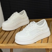 运动休闲鞋 6cm增高厚底小白鞋 镂空透网松糕鞋 时尚 女2026新款 夏季