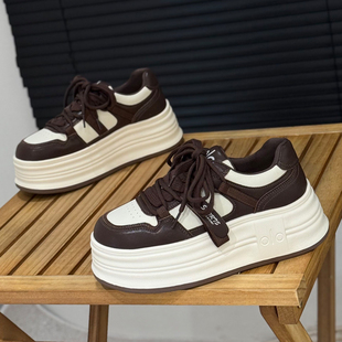 女2025秋季 运动休闲鞋 新款 百搭小个子板鞋 时尚 增高6cm厚底小白鞋