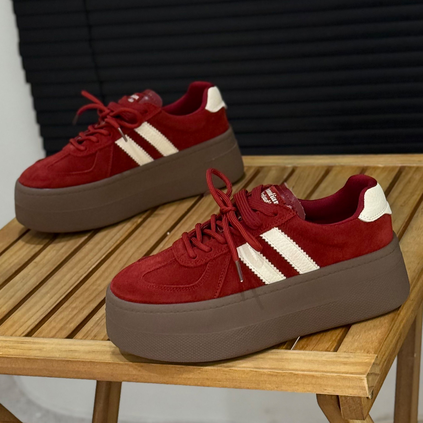 磨砂皮厚底德训鞋增高休闲面包鞋