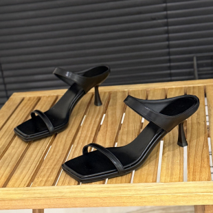 性感风露趾高跟凉拖鞋 时尚 新款 仙女风6cm细跟一字拖女2026年夏季