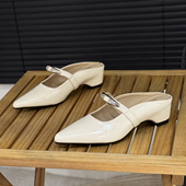 法式 仙女风低跟包头半拖鞋 无后跟时尚 时尚 女拖 女夏外穿2026年新款