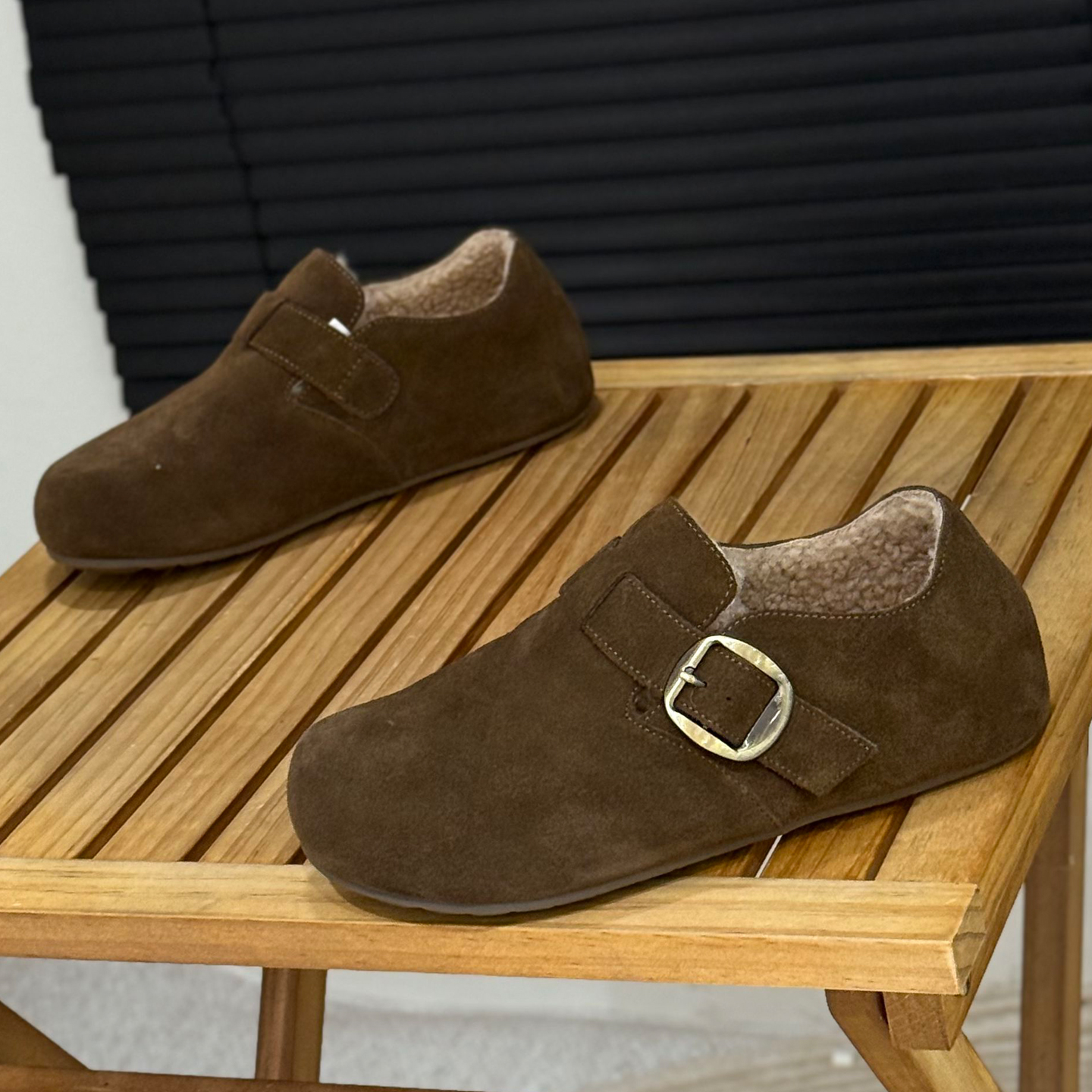 勃肯鞋加绒保暖棉鞋一脚蹬乐福鞋