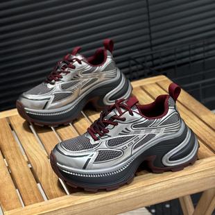 增高7cm轻便显腿长透气网面系带休闲运动鞋 欧洲站厚底老爹鞋 女款